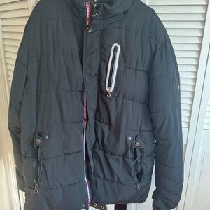 Aspire Men's Black Puffer Jacket with Red Accents